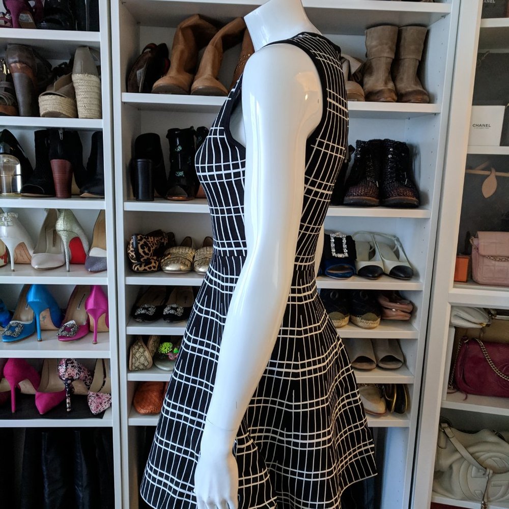 ZARA Black White Knit Fit and Flare Mini Dress NEW - Picture 7 of 7